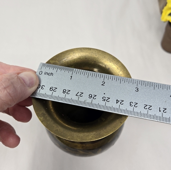 Remco Brass Black & Gold Decorative Vase Etched Gift Ware Trumpet Opening Decor - Picture 7 of 9